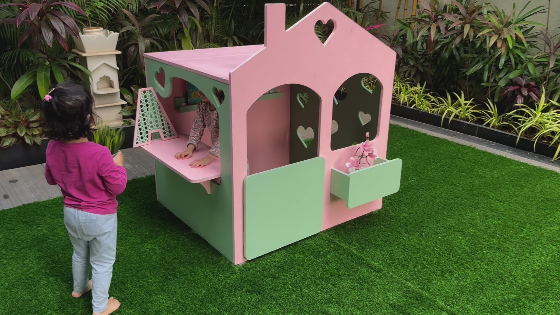 Load video: Koriko Design&#39;s Heart Cubby House -Crafted with love and creativity, it invites little ones to create magical memories in their own enchanting space.